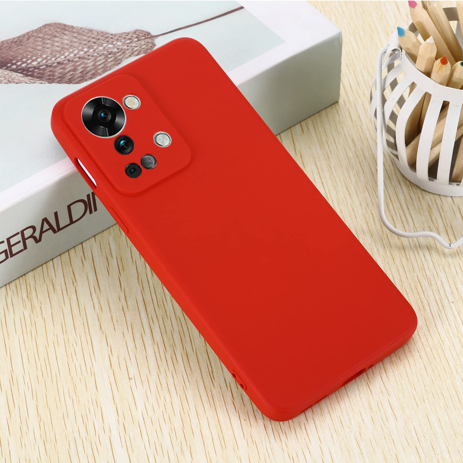 FTRONGRT Cover per OnePlus Nord 2 5G, Custodia Protezione in Morbida Silicone TPU, Durevol, Anti Shock, Custodia per OnePlus Nord 2 5G (Rosso