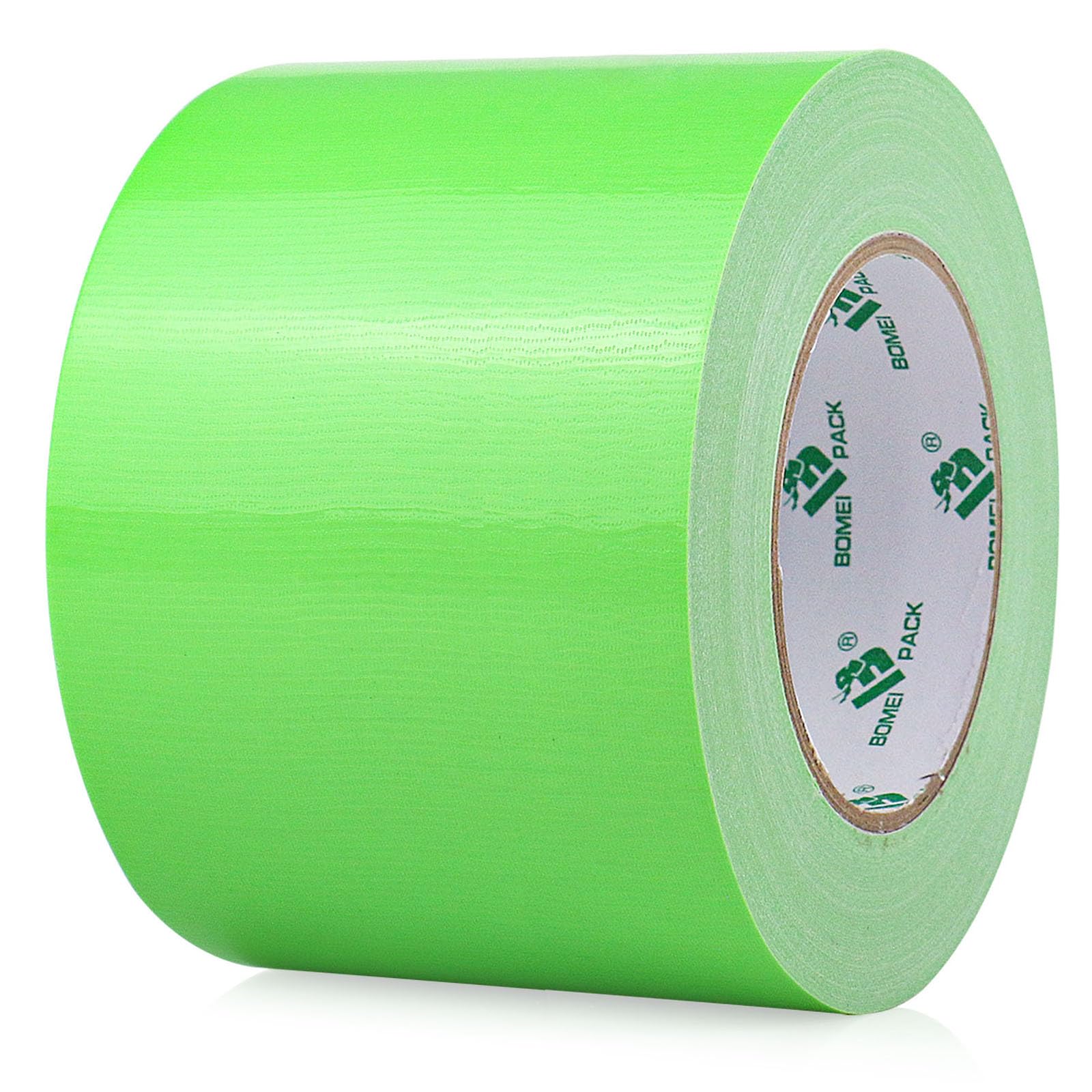 BOMEI PACK 1 Roll Grass Green Duct Tape 4 inch Wide Reinforced 100mm x 50m Sticky Heavy Duty Light Green Gaffer Tape Ducts Fixing Repairing craft DIY Labeling