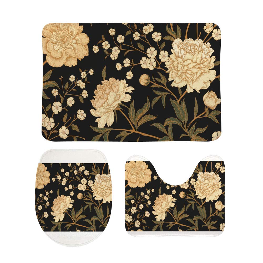 Tapis de salle de bain pivoines pour une ambiance spa lavable et sécurisé