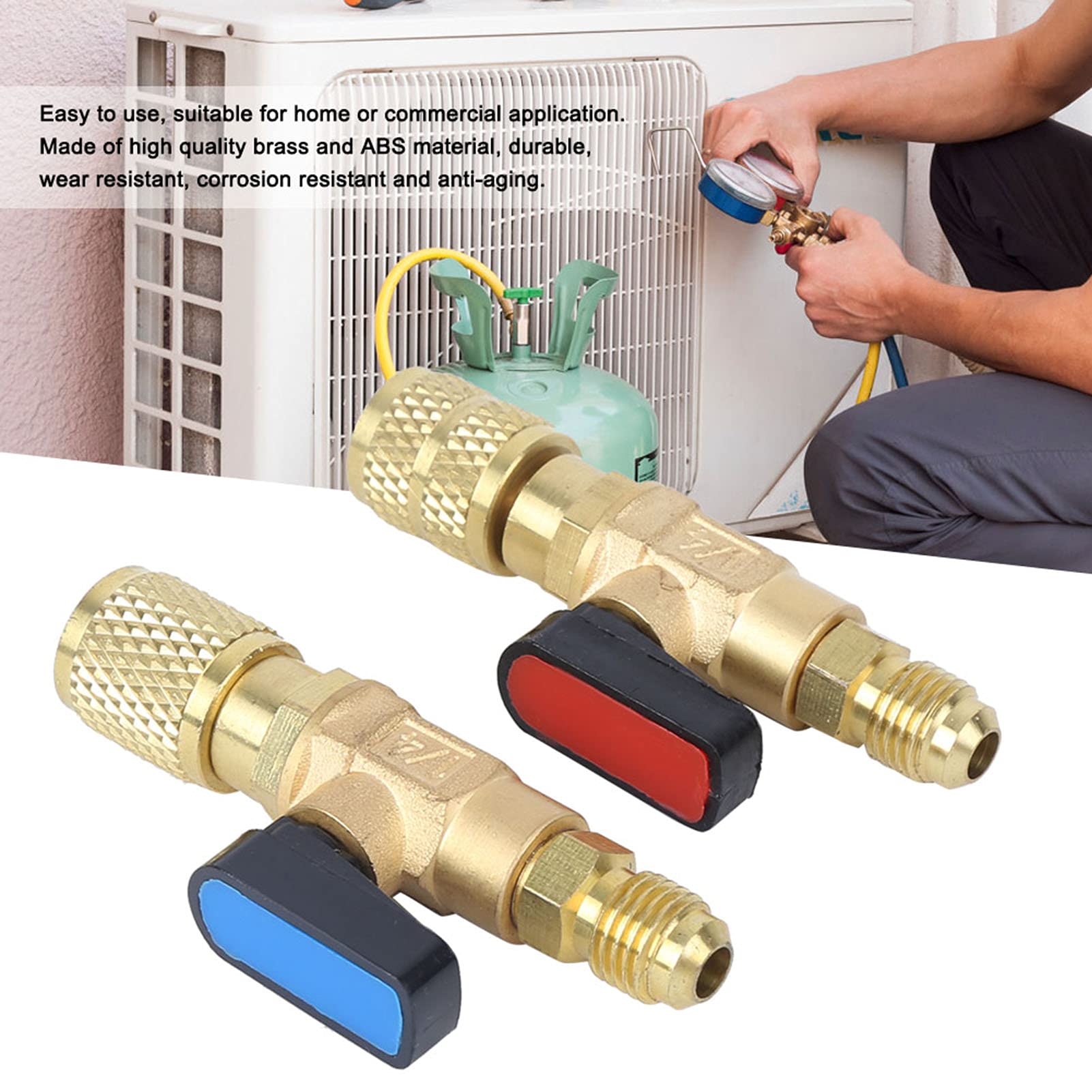 Zawór Czynnika Chłodniczego Klimatyzacja Adapter Węża ładującego Zawór Kulowy R22 R410A HVAC Mosiądz ABS