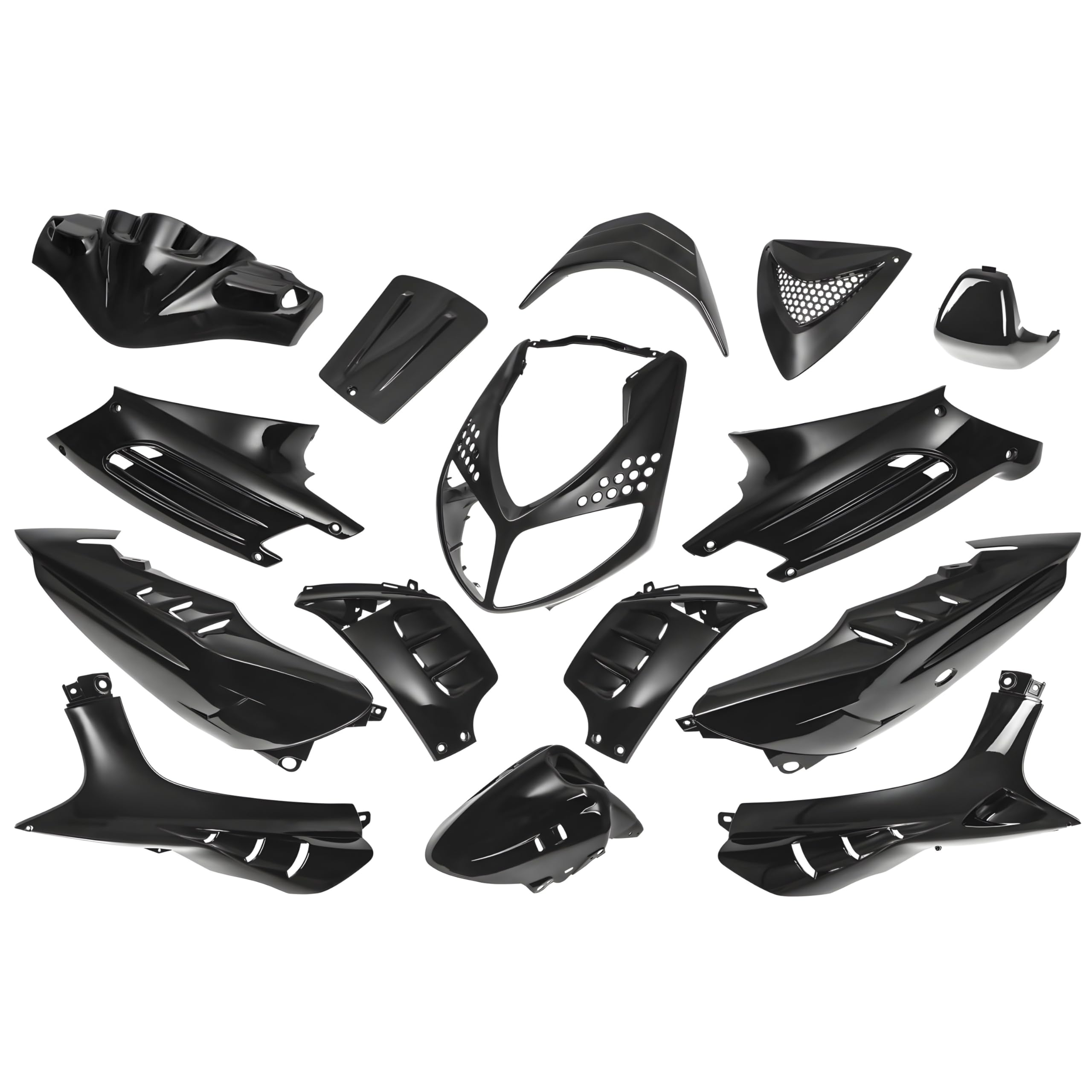 Verkleidung Verkleidungskit 15 Teilig Maxtuned, schwarz metallic für Peugeot Speedfight 2