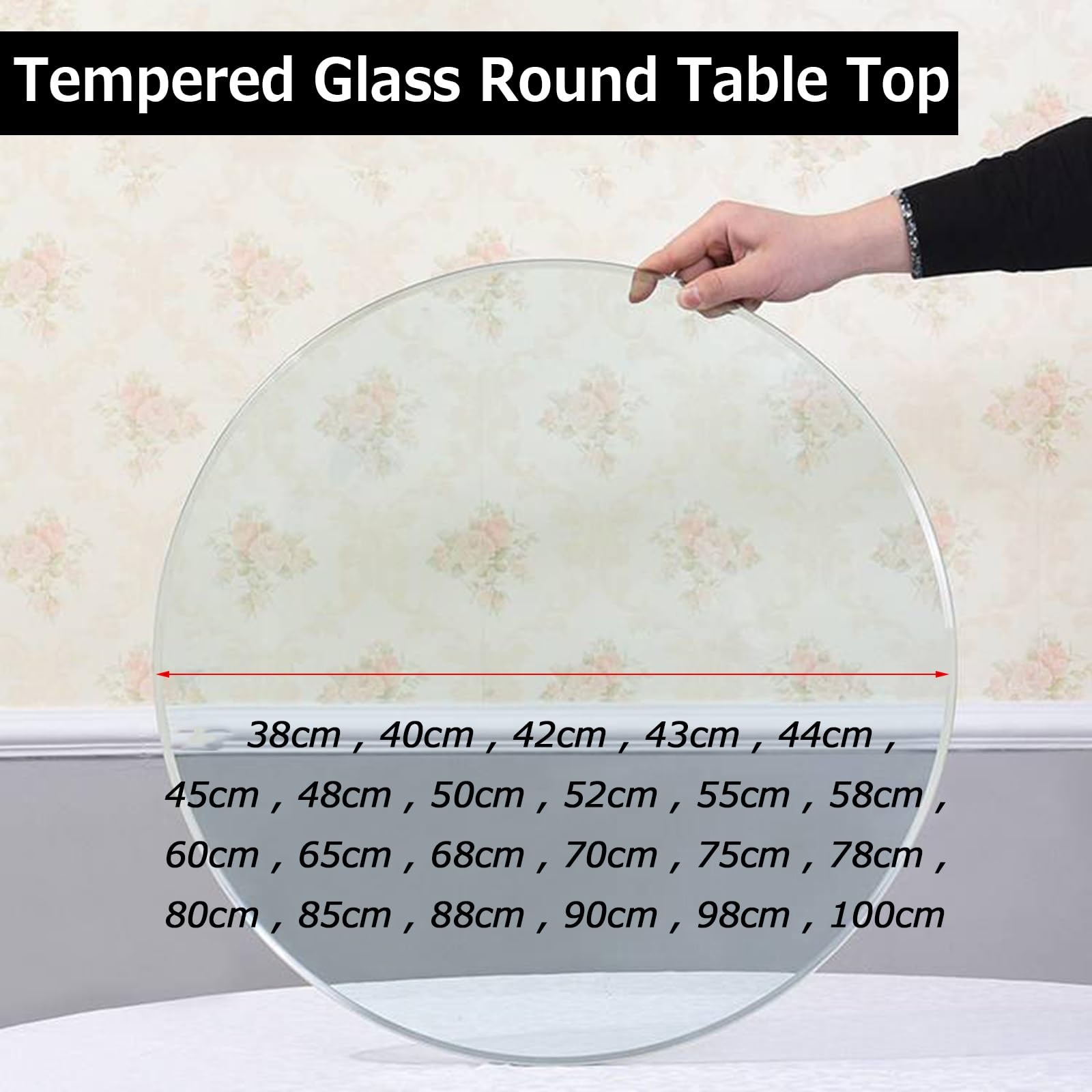 Glasplatte Rund Ø 35 58 68 100cm Outdoor Patio Tischplatte, Transparentes Flachglas, 8mm Dickes Gehärtetes Glass Scheibe, Robust Und Stabil, Sicherheitsglas Glaspatte Für Couchtisch/Esstisch(35cm)