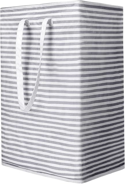 Large Laundry Baskets Waterproof 77L Collapsible Laundry Hamper, Freestanding Tall Clothes Hamper with Handles, Foldable Washing Bin Water Resistant Storage Basket Storage Bags for Clothes Toys (Grey)