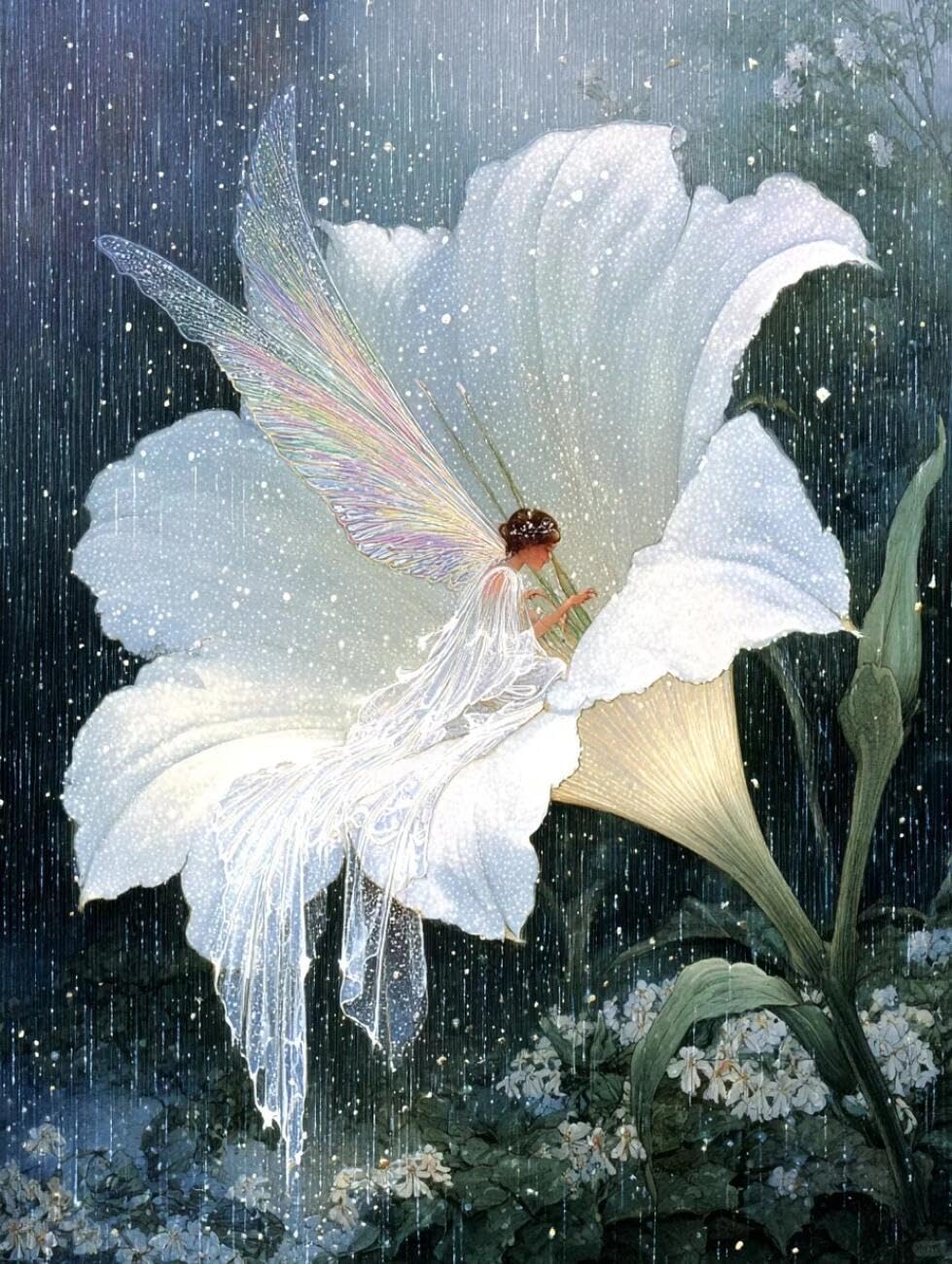 Henypt Cross Stitch Kit Fairies and Flowers DIY Needlepoint Set for Adults Beginners with Accessories Handmade DIY/Gifts 14CT 40x50cm