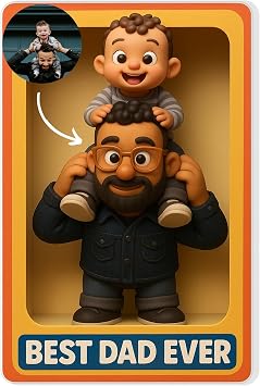 Personalized Toybox Style Acrylic Photo Figurine Plaque 2026, Custom Dad and Kids Action Block, Unique Valentines Gift for Dad Mom Husband Wife, Fathers Day, Mothers Day Family Keepsake