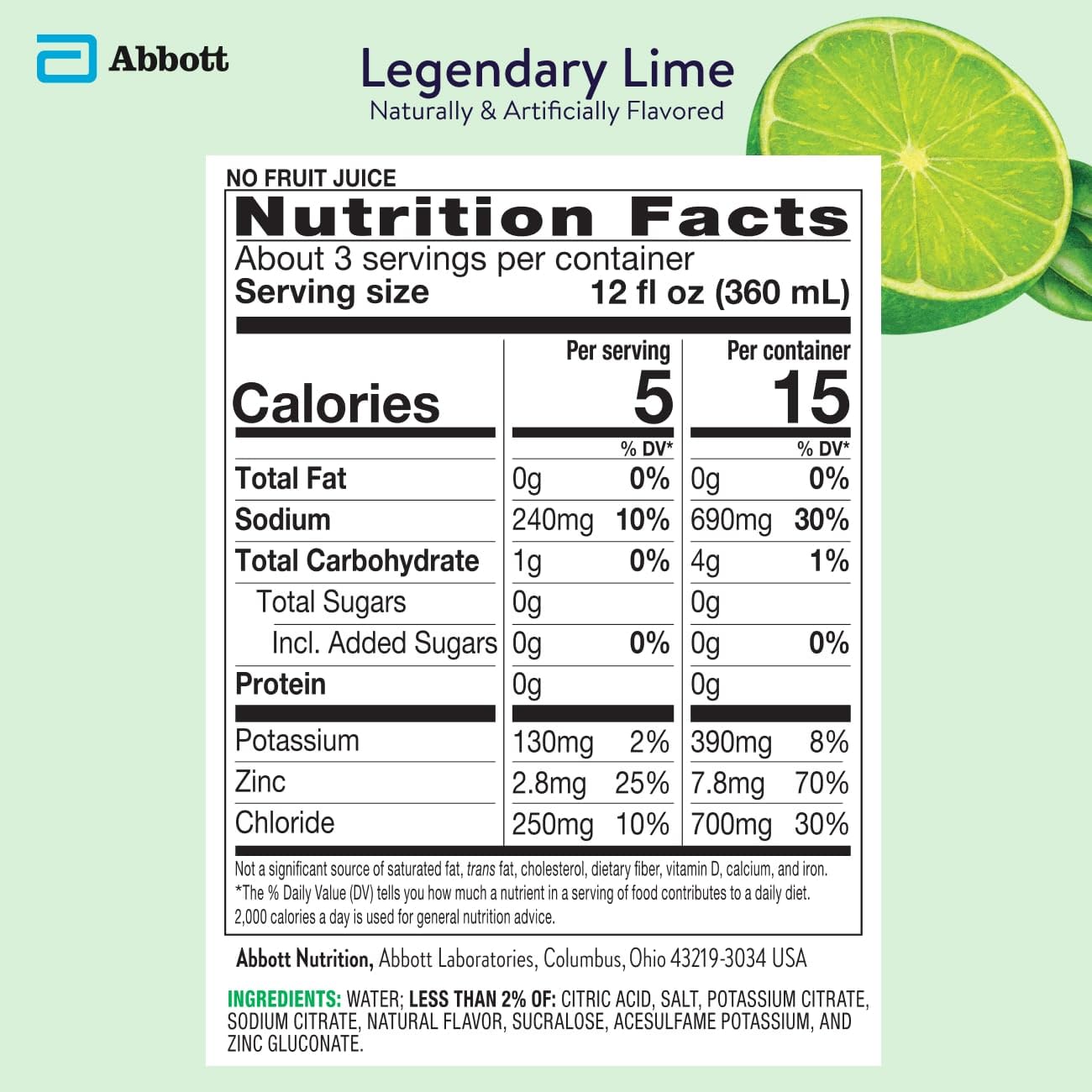 Pedialyte Electrolyte Water With Zero Sugar | Hydration With Key Electrolytes | Hydration Low in Calories | Legendary Lime, 1 Liter, Pack of 4