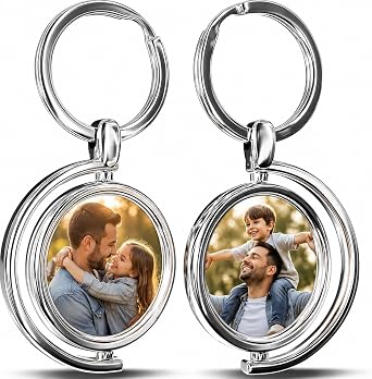 Personalised Photo Keyring Double Sided w/ Picture & Text   Custom Gift