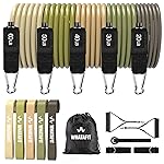 WHATAFIT Resistance Bands, Exercise BandsResistance Bands for Working Out, Work Out Bands with Handles for Men and Women Fitness, Strength Training Home Gym Equipment Green 16PCS