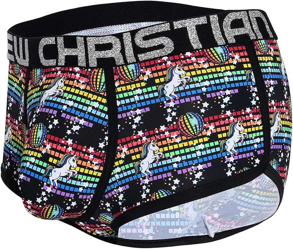Andrew Christian Ultra Disco Unicorn Boxer w/ Almost Naked, Multi, Large: Clothing, Shoes & Jewelry