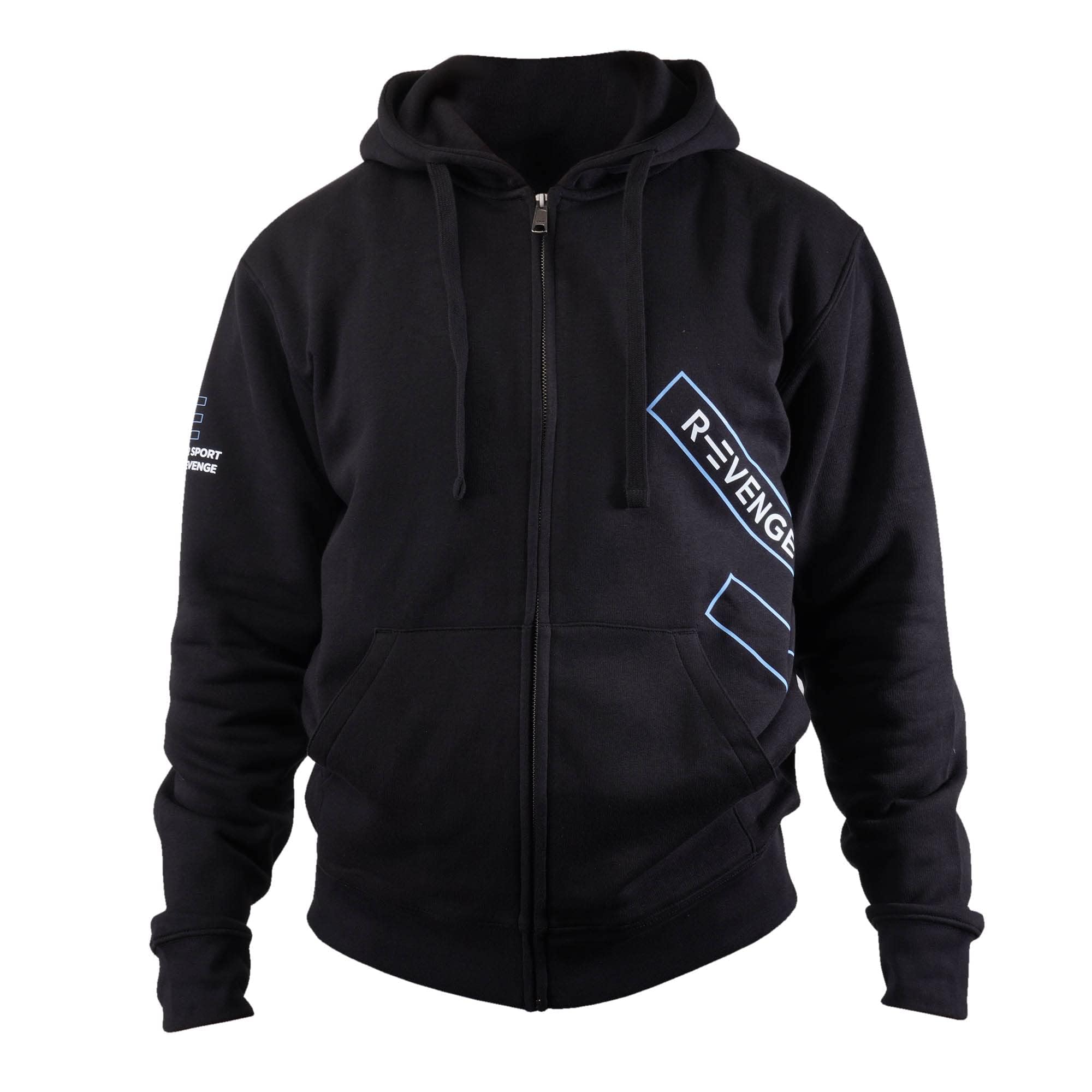 R-evenge Sudadera de algodón para hombre con capucha, cremallera y bolsillos de canguro