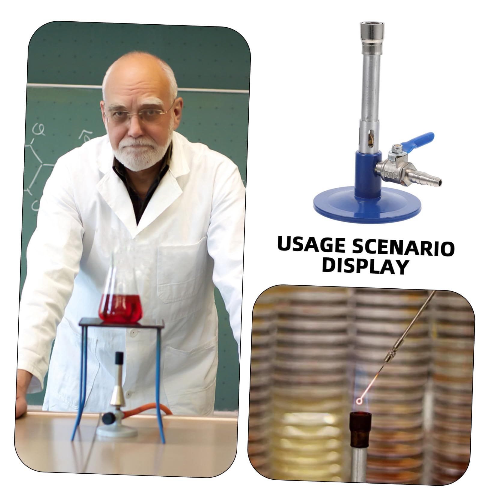 Ciieeo Bruciatore a gas da laboratorio in lega di zinco, bruciatore portatile per riscaldamento e cucina, stabile, senza fuoriuscite