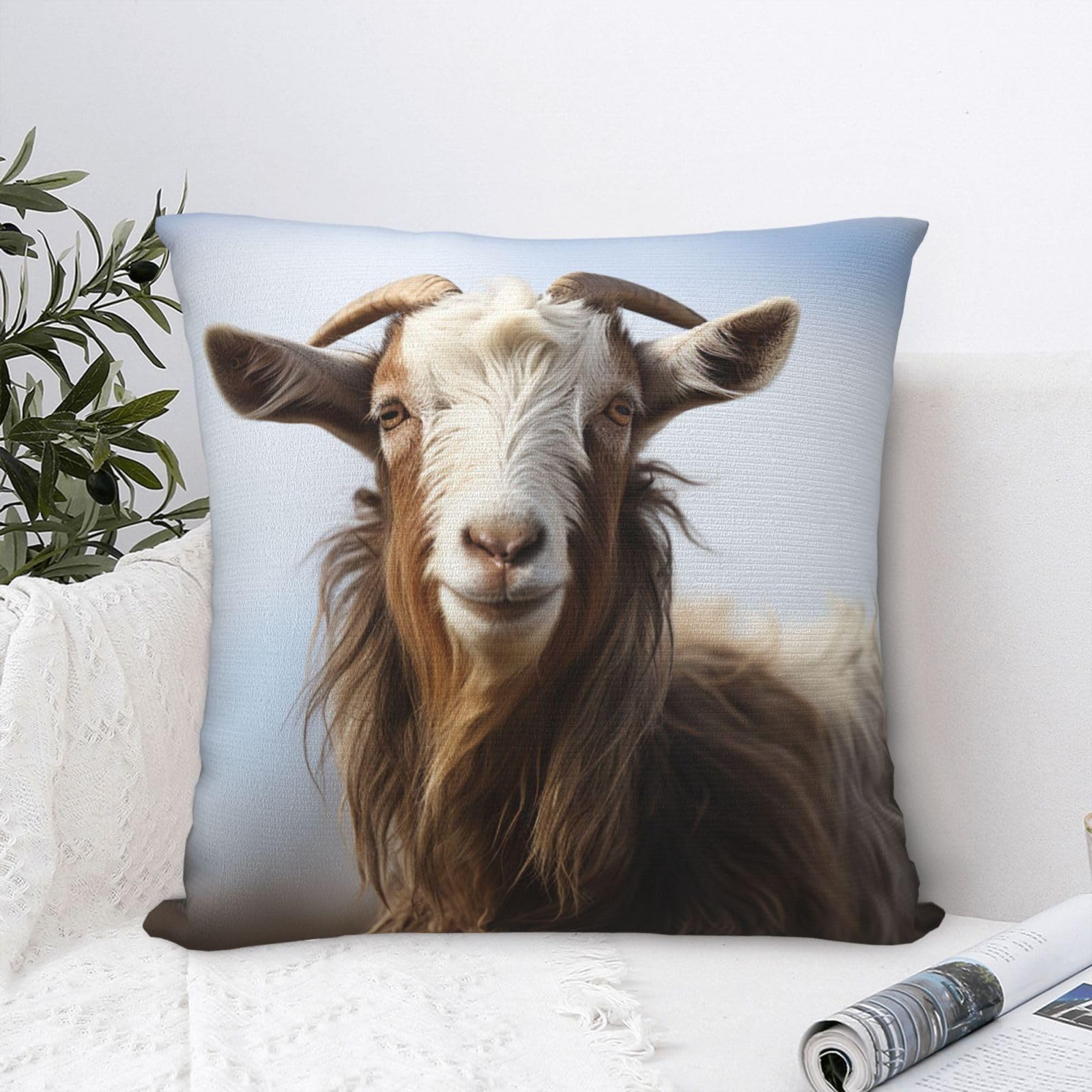 FodPand Luxury Velvet Throw Pillow Covers 20"x20" Super Soft Decorative Pillow Cases - Animal Goat Pillowcases Modern Lumbar Cushion Cases for Couch Sofa Bed Pillow Shams