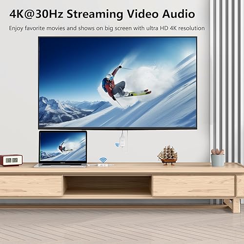 Miniatura 2 de Transmisor y receptor HDMI inalámbrico 4K 30Hz, kit extensor inalámbrico HDMI portátil de 98 pies98.4 ft, adaptador de pantalla HDMI a HDMI,