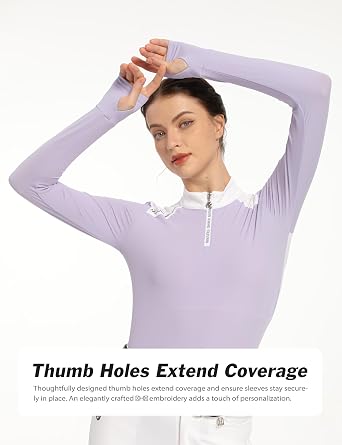 Harrison Howard Women's Horse Riding Shirt UPF 50+ Equestrian Show Shirt Horseback Riding Shirts for Women Spliced Shoulder