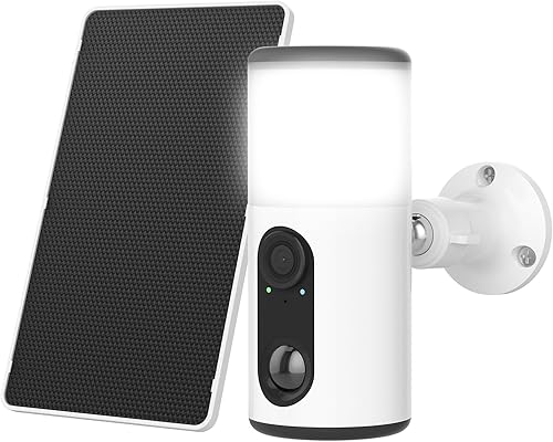 ANRAN Solar Security Cameras Wireless Outdoor with Light,2K Porch Floodlight Camera with Color Night Vision & AI Motion Detection,2-Way Talk Spotlight Siren Alarm,Compatible with Alexa