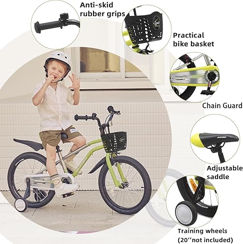 Miniatura 5 de ACEGER Bicicleta para niños de 2 a 10 años, estilo BMX, para niños y niñas de 2 a 10 años, bicicleta para niños de 12, 14 y 16 pulgadas, con ruedas