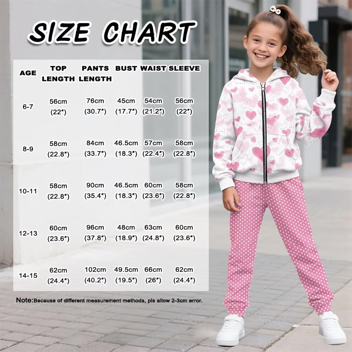 2 Piece Girls Track Suit Long Sleeve Sweat Suit Zip Up Hoodie Sweatshirts and Sweatpants with Pockets Jogger Set
