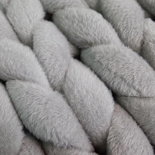 Miniatura 7 de Weighted Idea Manta de punto con peso tamaño Queen (60 x 80 pulgadas, 15 libras, gris claro) Manta gruesa hecha a mano Minky para adultos, suave y