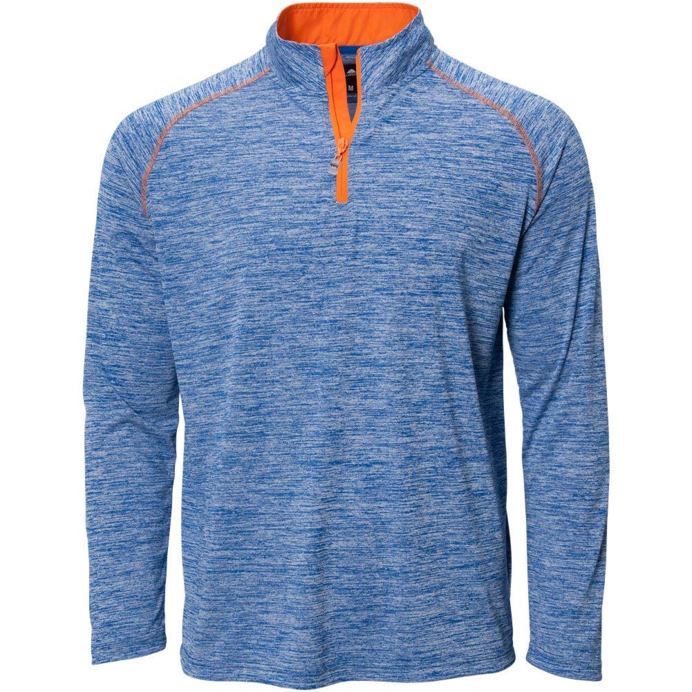 The Weather Company Mens Long Sleeve 1/4 Zip Golf Mock Royal/Orange L