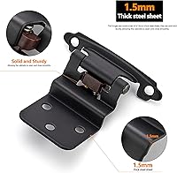 Vista 5 de Ravinte 2 paquetes de 1 par de bisagras empotradas de cierre automático de gabinete de color negro mate de 3/8 pulgadas para cocina, baño, muebles
