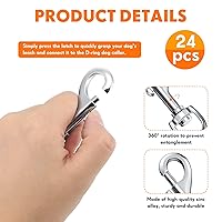 Vista 3 de Therwen 24 ganchos giratorios a presión para correa de perro, resistentes con cierre de bandera de 2.76 pulgadas, ganchos de clip de un solo