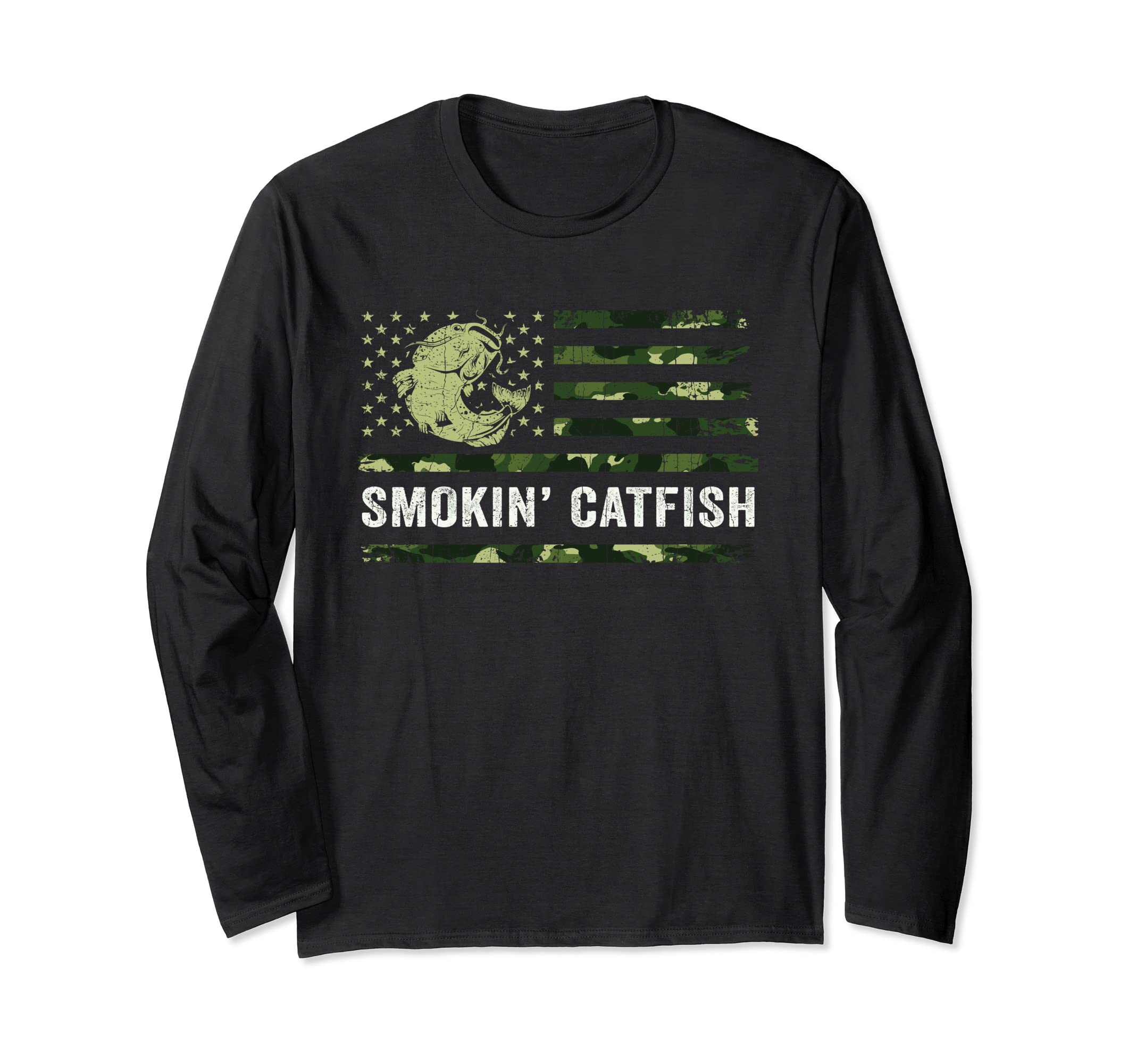 Camouflage Catfish Fishing Gift BBQ Smoker Grill Grillsmith Long Sleeve T-Shirt