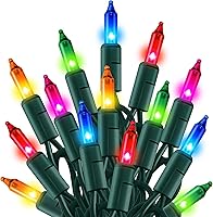 Vista 18 de TW SHINE Mini cadena de luces de Navidad, 20 pies, 100 unidades, incandescentes, mini luces de árbol de Navidad, impermeables, para exteriores