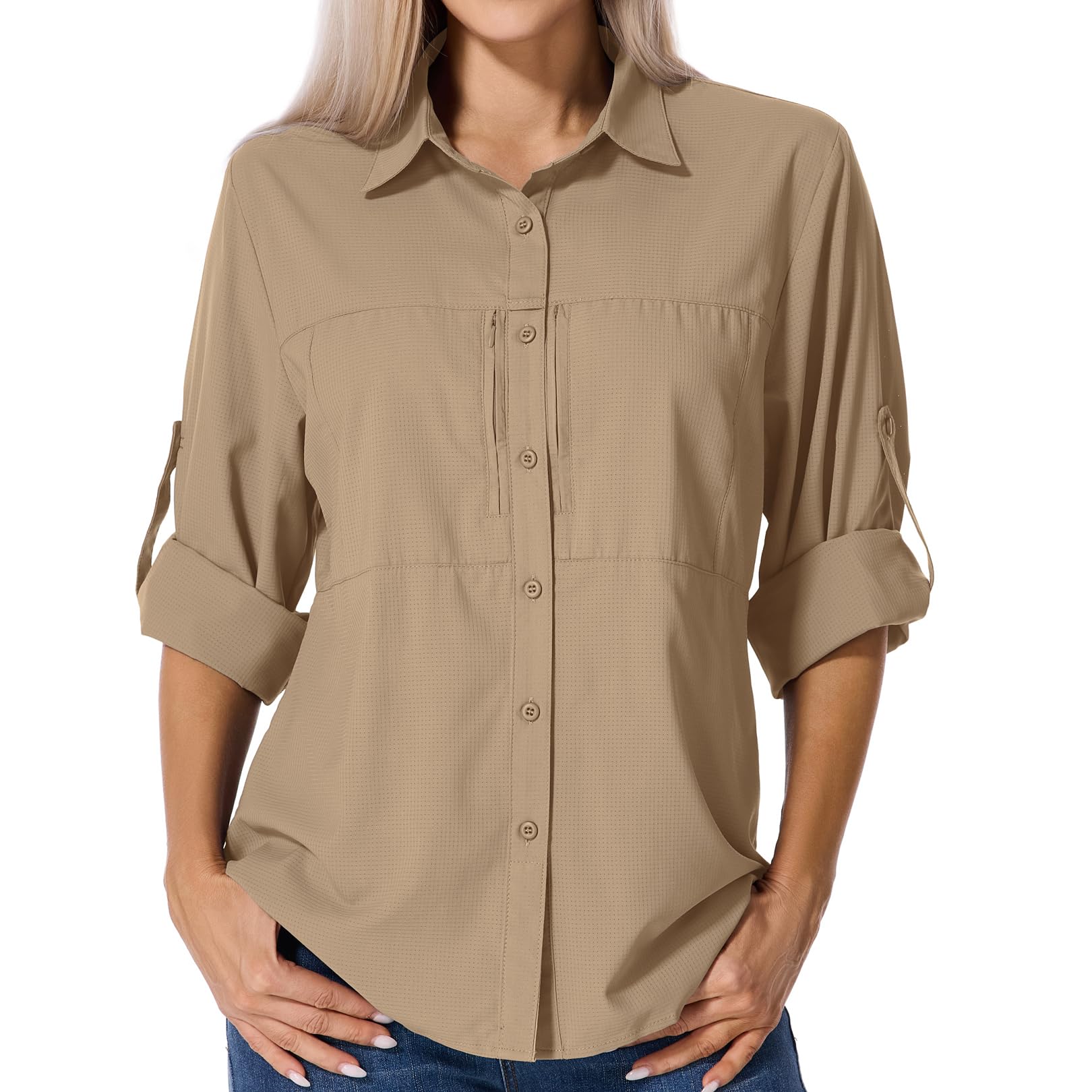 Asfixiado Shirts Damen UV Shirt UPF 50+ Safari Kleidung Wanderbluse Damen Hemdbluse Outdoor Atmungsaktiv Quick Dry Sonnenschutz Langarmshirt Bluse