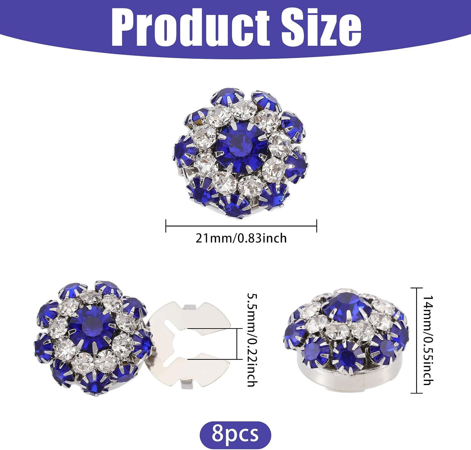 GLOBLELAND 4 Pairs Flower Rhinestone Button Covers for Women Apparel Accessories Wedding Banquet Ceremony Business image 2