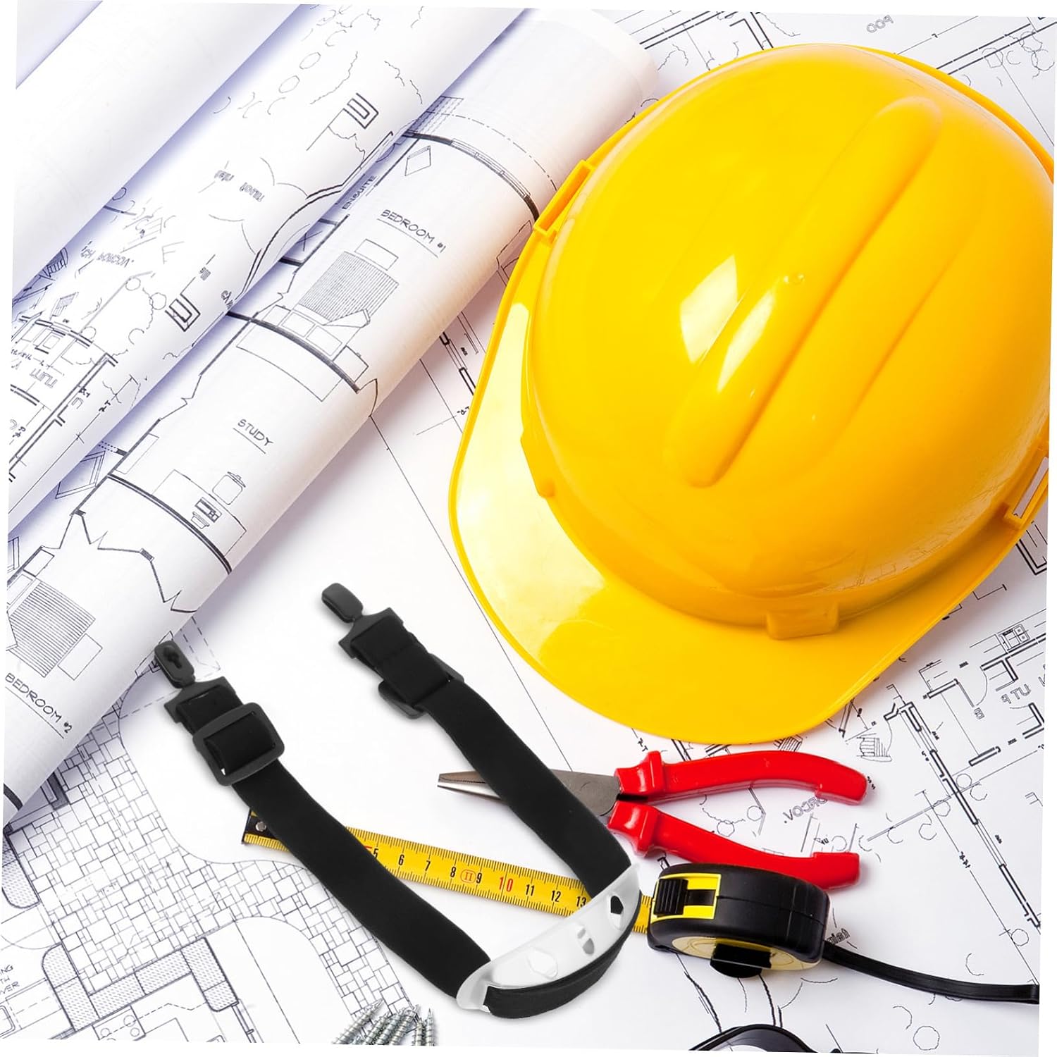2pcs Adjustable Hard Hat Chin Straps with Black Elastic and Chin Cup for Enhanced Safety Helmet for Construction Factory and Outdoor Use