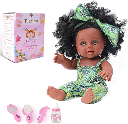 Muñeca negra de 10 pulgadas con accesorios  Muñecas de bebé afroamericanas en caja de regalo  Regalo ideal para vacaciones, Navidad, cumpleaños para