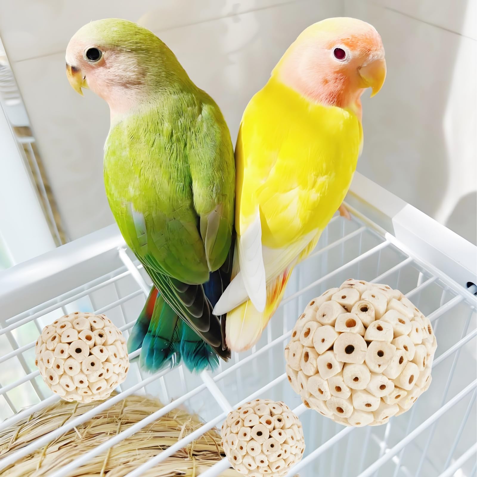 Juguetes de columpio para pájaros, juguetes de periquitos, juguetes naturales para pájaros, accesorios de jaula de pájaros, masticables, perchas colgantes para pájaros, adecuadas para