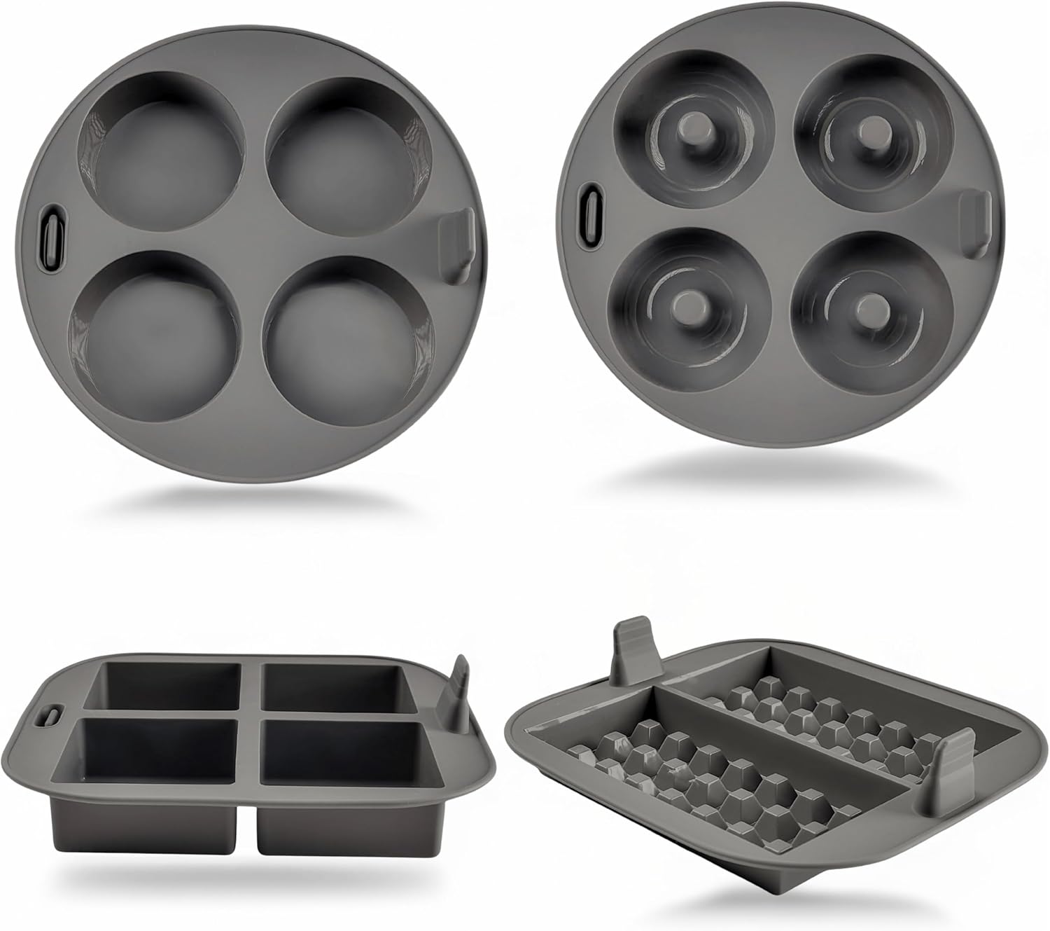 EM 4-pc Silicone Air Fryer Liners Baking Set for Cake, Donut, Waffle, and Brownie - Reusable Silicone Baking Molds for 3-5 Qt Airfryers - Easy to Clean Air Fryer Baking Accessories for Home Bakers