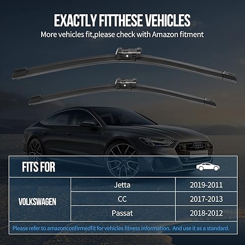Vista 44 de Juego de limpiaparabrisas compatibles con BMW Serie 3 (E90, E91, F30, F31, F34, F80) y M3 2009-2018, delanteros, equipo original de repuesto