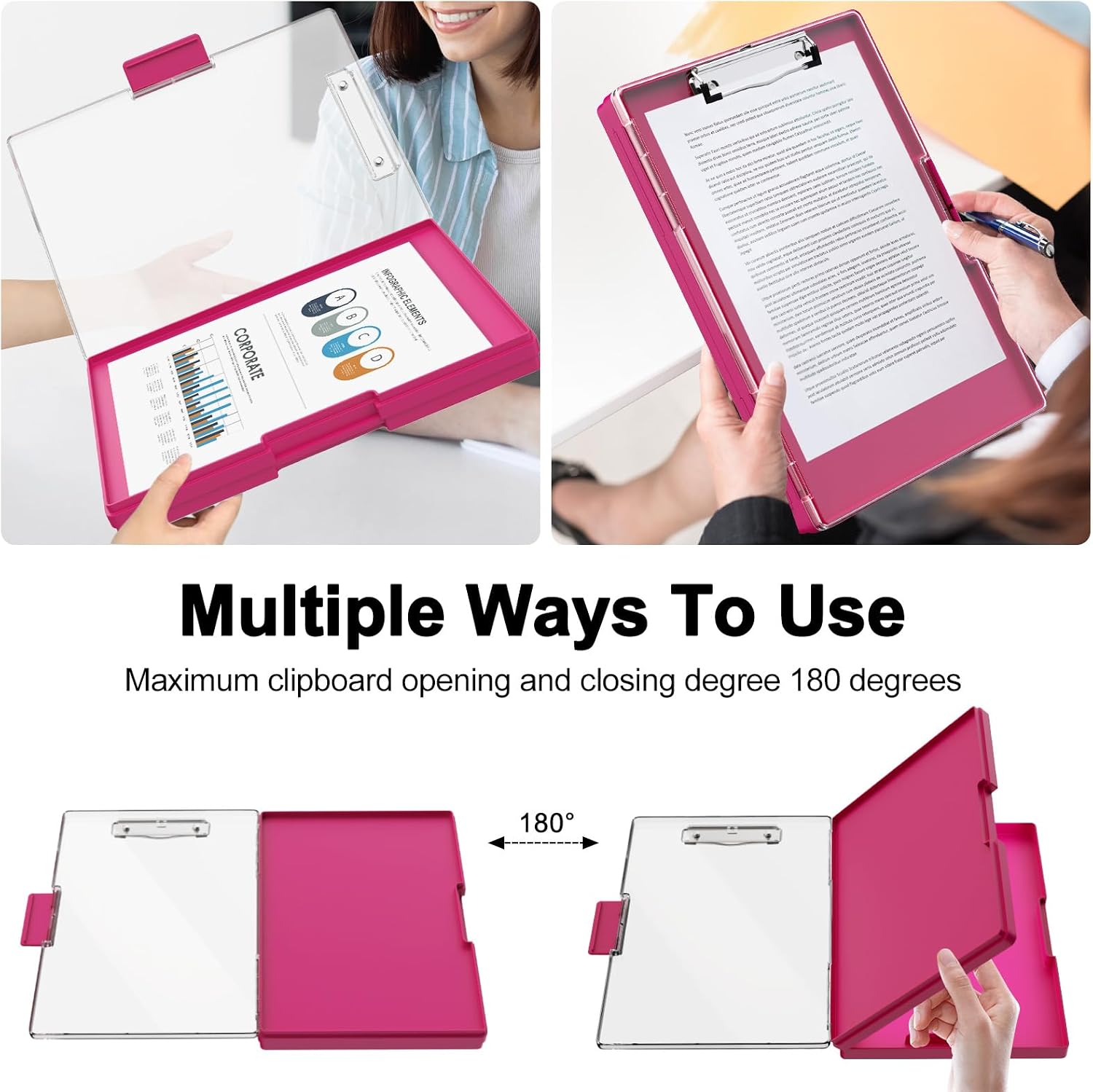  Clipboard with Storage, 8.5 x 11 Clip Boards with 2 Storage, Red thumbnail