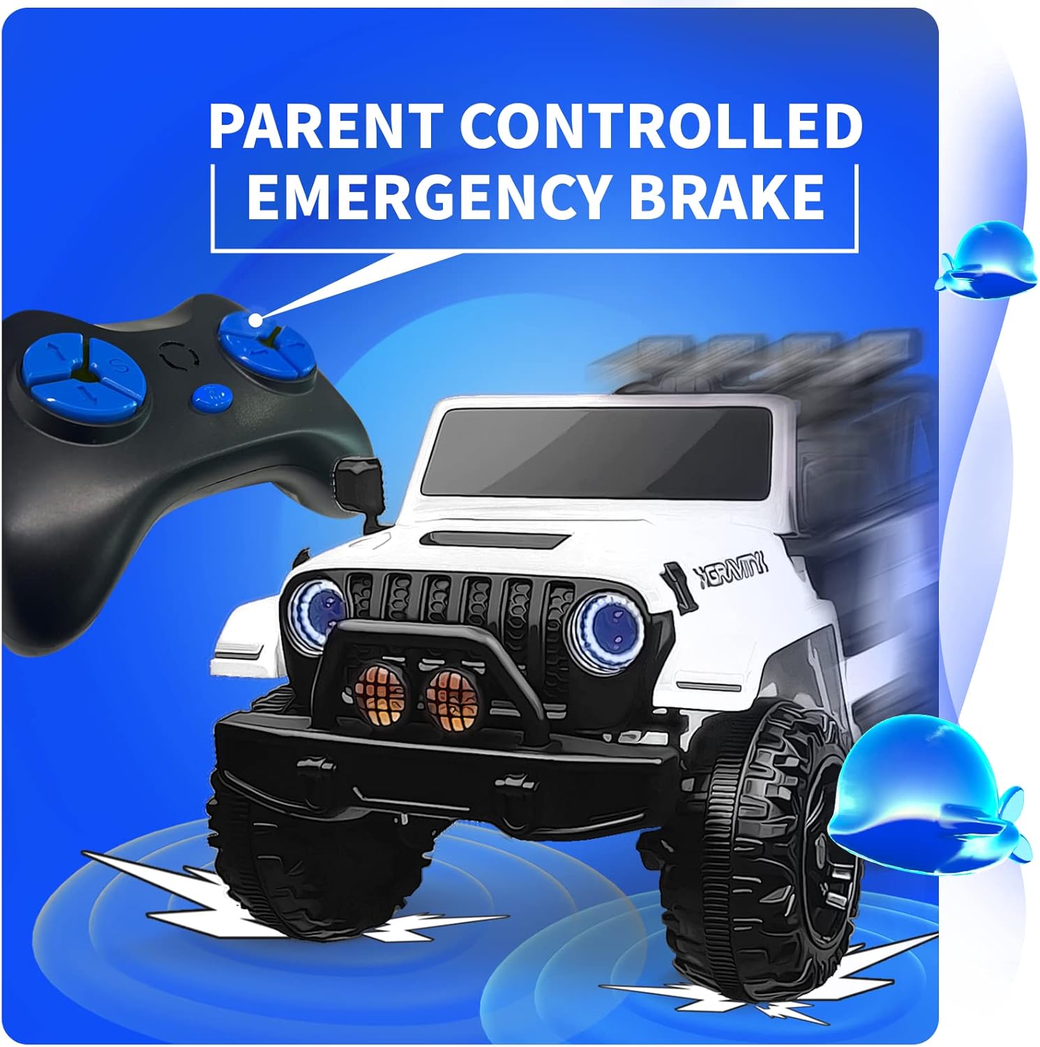 Joywhale 24V 2 Seater Kids Ride on Car Truck 4WD Battery Powered Motorized Easy-Drag Truck, with 4x45W Powerful Engine, Soft Braking, Remote Control, Suspension & Free Car Cover, 2022 New Model, White : Toys & Games