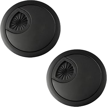 Desk Grommet for Wire Organizer,PC Computer Desk Plastic Grommet Cord, Tidy Cable Hole Cover Organizers,2 Pack 53mm, Black
