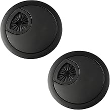 Desk Grommet for Wire Organizer,PC Computer Desk Plastic Grommet Cord, Tidy Cable Hole Cover Organizers,2 Pack 60mm, Black
