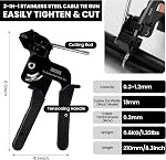 Kit d'outils de fermeture à glissière métallique (noir) en acier inoxydable 150PCS Attaches auto-Locantes, fixation réglable & Outil de coupe pour l'escrime extérieur, automobile, tuyaux d'échappement