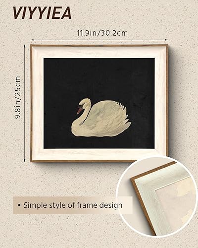 Miniatura 3 de VIYYIEA - Cuadro antiguo con marco, impresión en lienzo de cisne, pinturas de animales para paredes de sala de estar, baño, habitación, regalo para