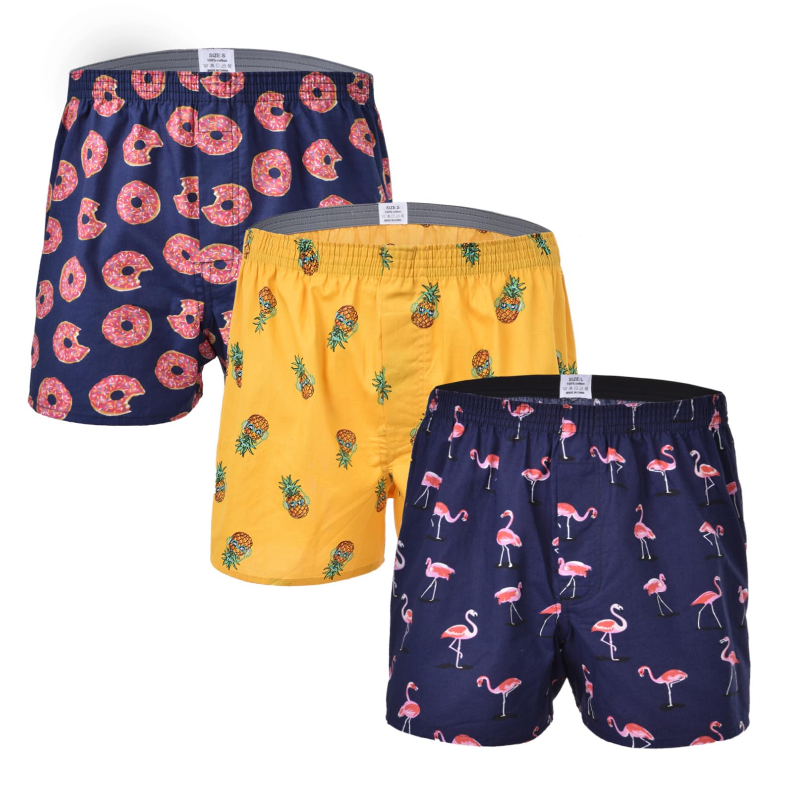 Mens Boxer Shorts Funny Boxers Sleep Short Plaid Cotton Loose Woven Boxers for Men Small Medium Large-image-17