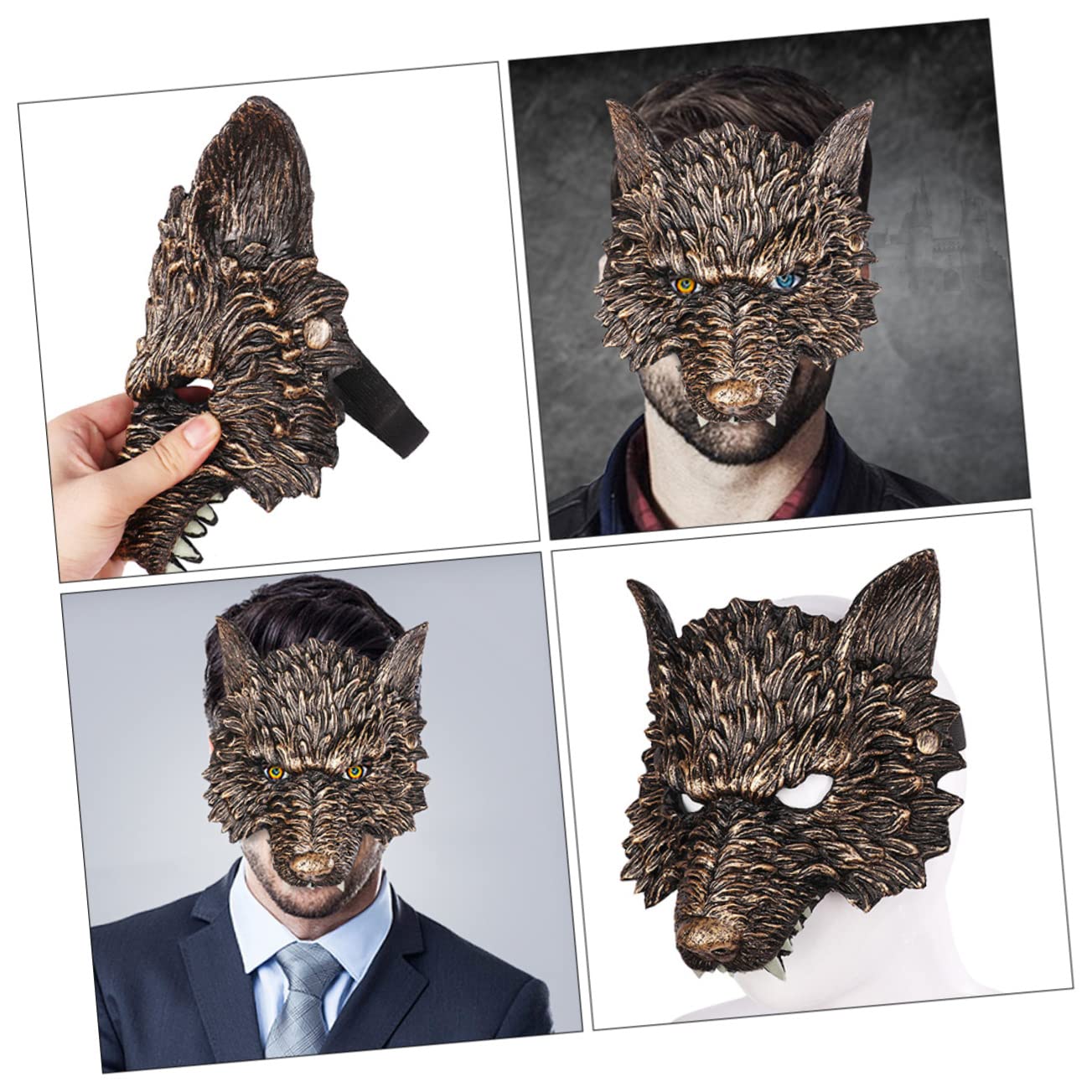HEMOTON 4 Pièces Masque De Loup D'halloween Masque D'animaux D'halloween Fournitures De Fête D'halloween Effrayant Costume D'halloween Loup s Animal Dhalloween Unité Centrale