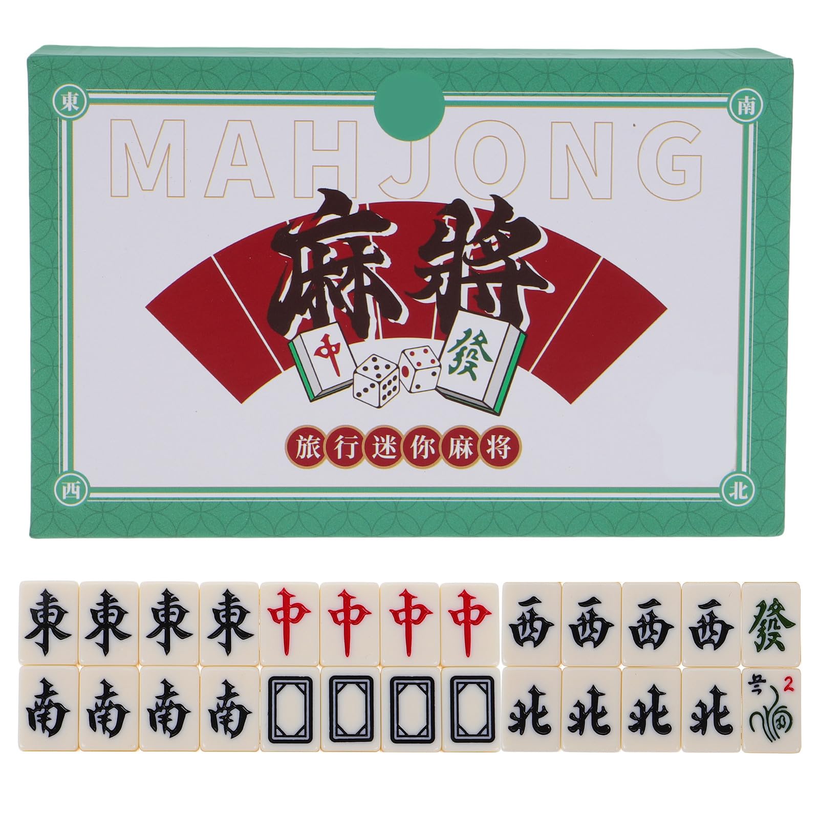 GALPADA Mini-Mahjong-Set Tragbar für Reisen Kompakt für Kleine Räume mit Handgerollten Steinen für Familienfeiern und Gesellige Anlässe aus Robusten Materialien für Langlebigen Spielspaß
