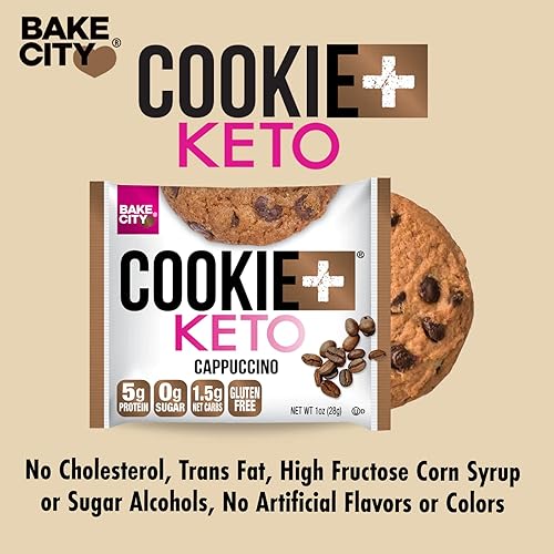 Miniatura 2 de Bake City Cookie Plus Keto | Galletas de capuchino de 1 onza (paquete de 12), sin gluten, 0.00 oz de azúcar, solo 0.06 oz de carbohidratos netos,