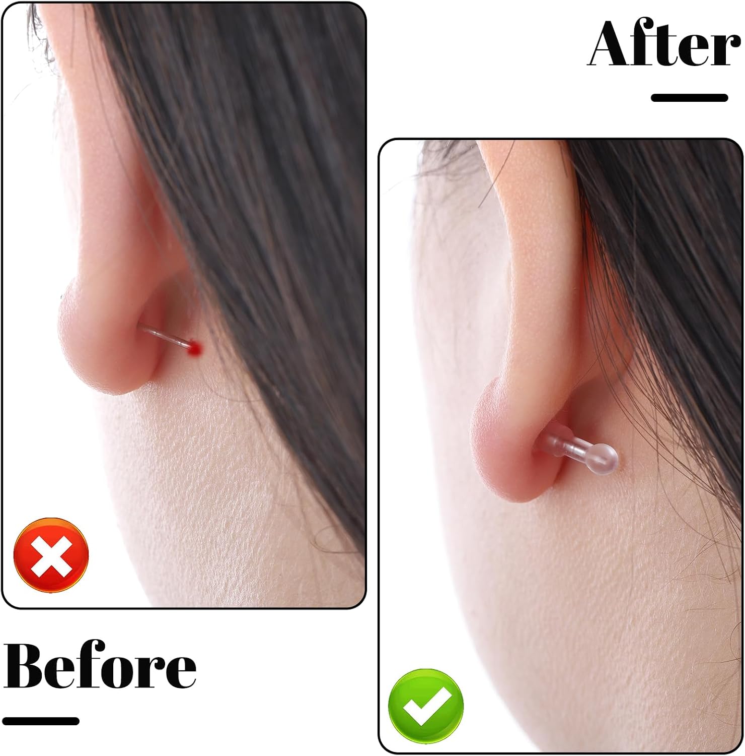100 PCS Impenetrable Big-Long Soft Earring Backs, Comfortable Earring Backs Replacements, TPE Medical Grade Material, Comfort Earring Back for Stud Fit with All Types of Earrings(Pillar Ball)