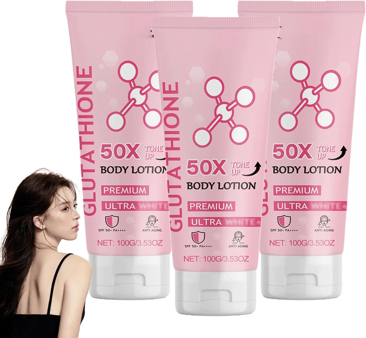 Glutathione 50x Tone Up Body Lotion, Moisturizing and Soft Skin All Over Body Scented Body Lotion (3pcs)