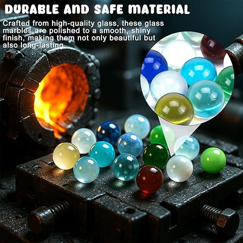 Miniatura 5 de Poplay - 50 hermosas canicas de jugador para juegos de canicas, varios colores (1 silbato gratis)