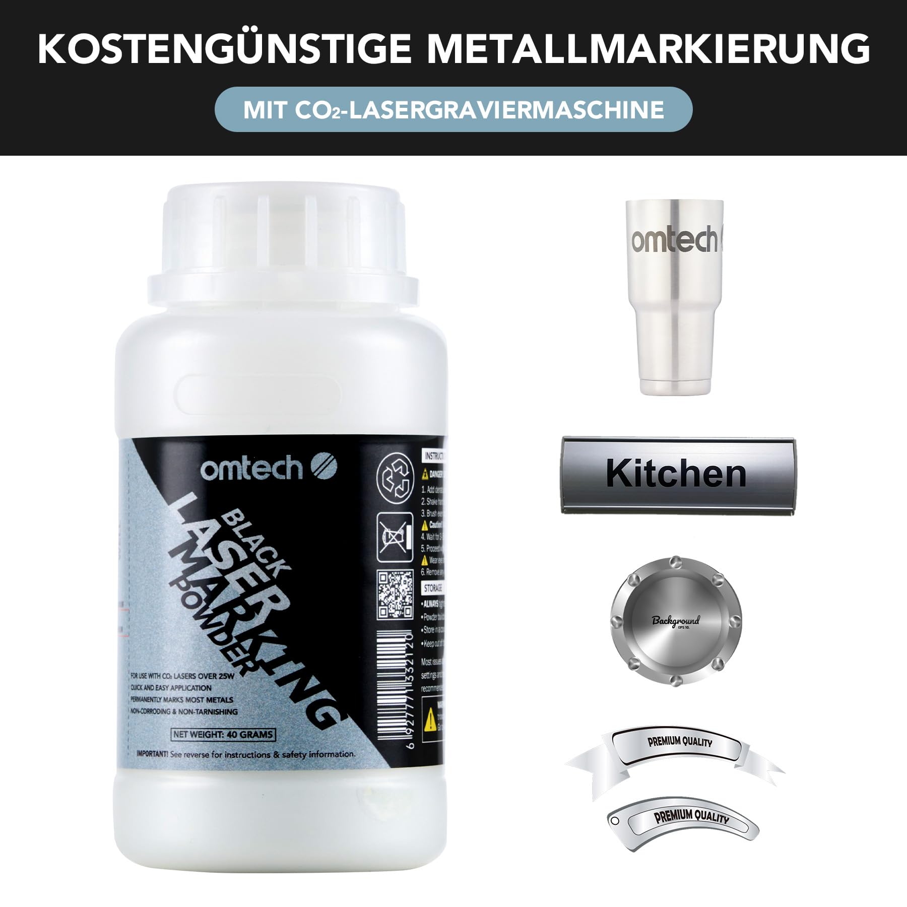 OMTech Proszek do znakowania metali, maszyny do grawerowania laserowego CO2, proszek do znakowania laserowego, oznaczania metalu, laser CO2