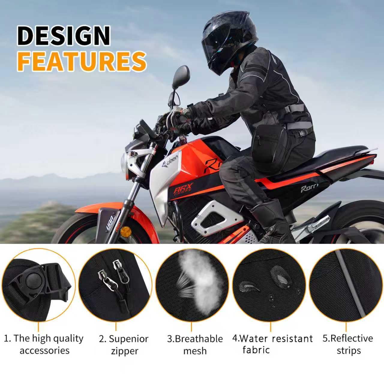 Marsupio da Gamba Moto Uomo e Donna Espandibile Borsa da Gamba con 2 Riflettente Marsupio Cosciale Borsello Sportivo con Multitache per Trekking Ciclismo Viaggio Campeggio Pesca (nero)
