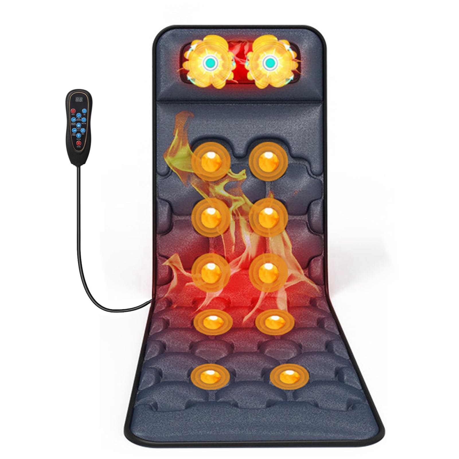 Fabater Ganzkörpermassagematte Massagesitzkissen mit Wärme, 10 Vibrationsmotoren und 9 Massagemodi, Massagegerät für Nacken, Rücken, Oberschenkel, Beine, Geschenke für Papa, Mama